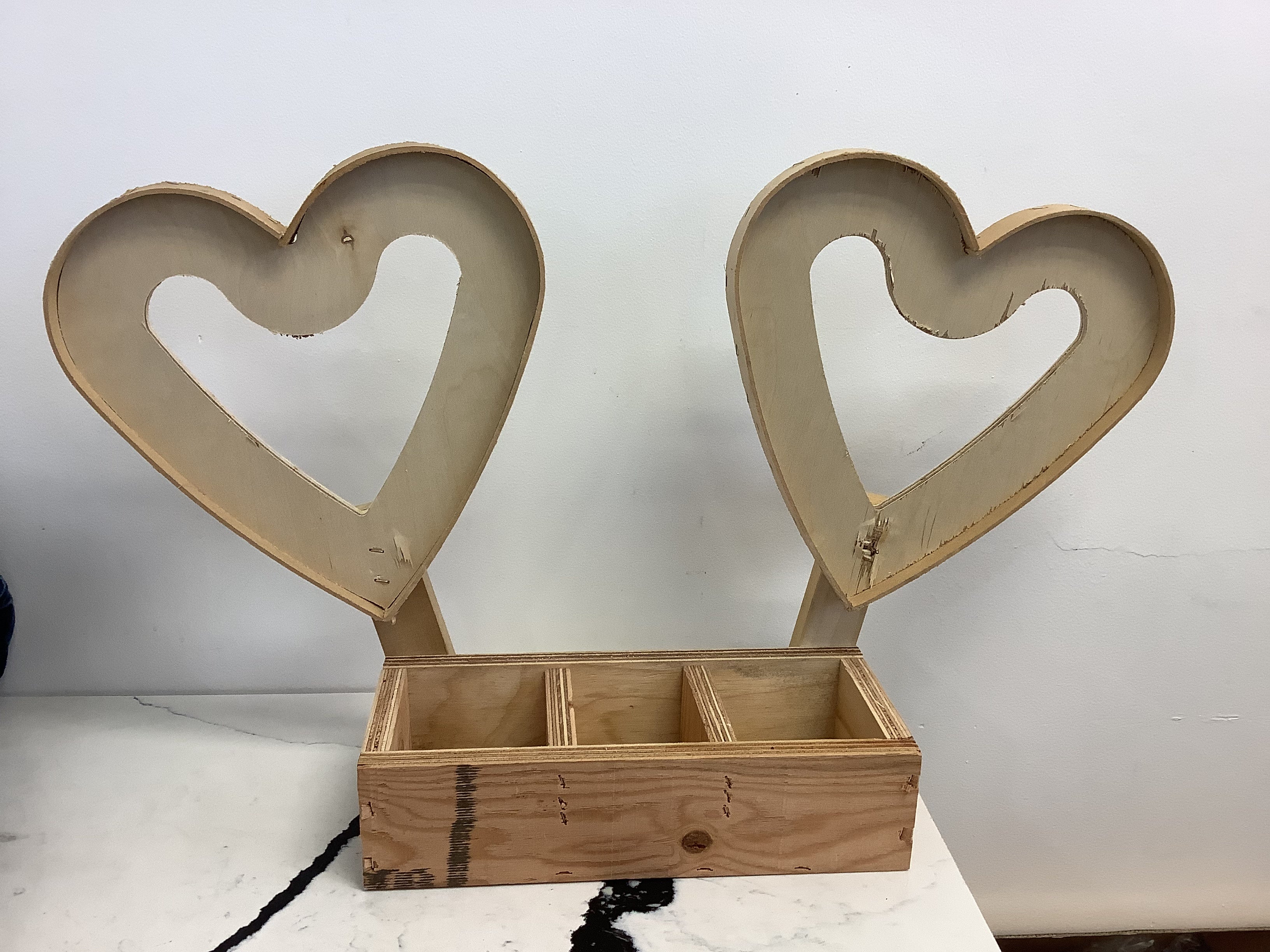 Double Heart Wood Box